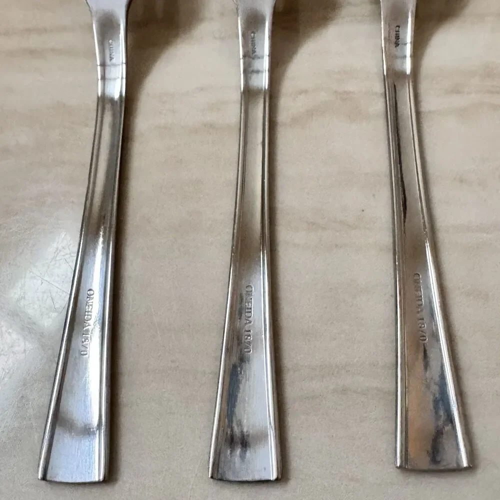 6pc ONEIDA A-Line Stainless Salad Fork & Teaspoon 18/0 Glossy Beveled Edge